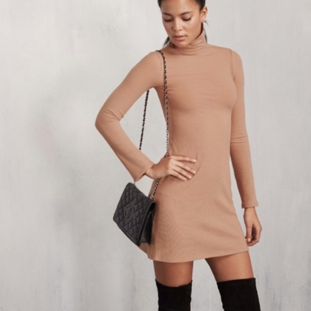 Reformation Ribbed Turtleneck Dress